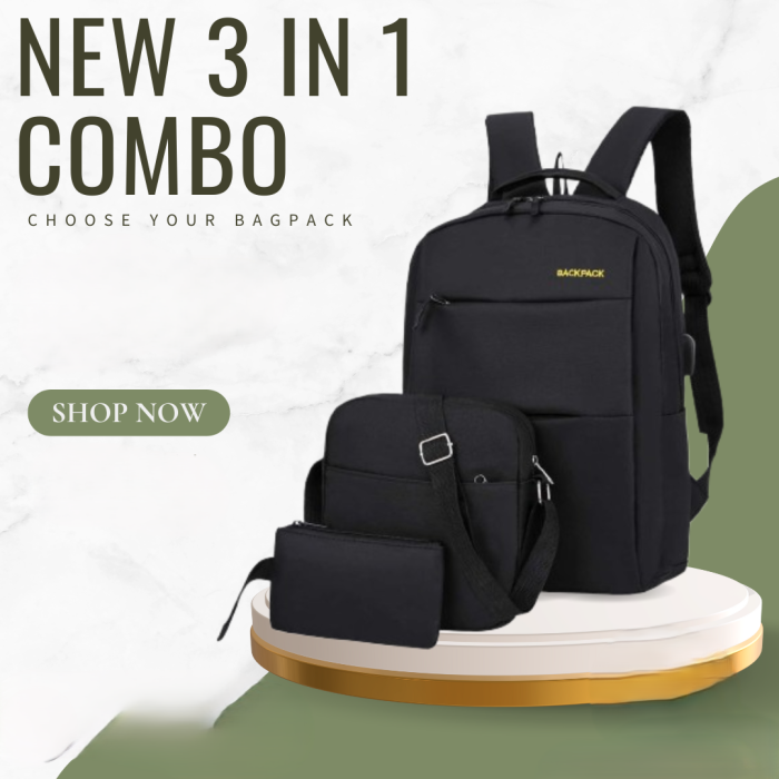 ৩পিস চায়না ফ্যাশনেবলস ব্যাকপ্যাক কম্বো সেট Bag
